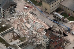 Aerial photos of the collapsed Cologne archive building 